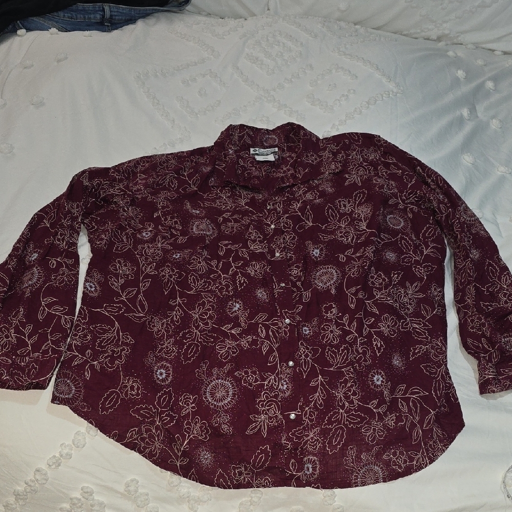 Floral Burgundy Button-Up Shirt